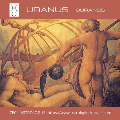 Cronos (Saturne - le fils) qui mutile Ouranos (Uranus - le père)