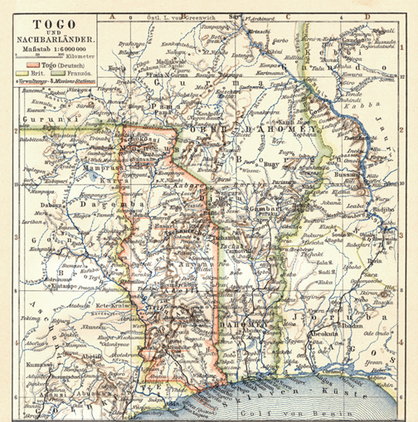 Deutsch-Togo (orange) – zeitgenössische Karte. Quelle: Wikimedia Commons (Lizenz CC0), https://commons.wikimedia.org/wiki/File:092_togo.png (09.06.2023).