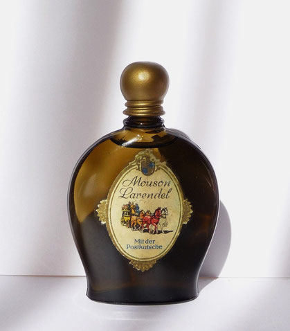 FLACON MOUSON : LAVENDEL -  FLACON EN VERRE FUME - BOUCHON DORE MAT