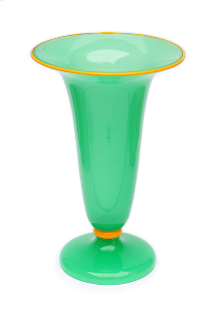 Lotz Witwe Tango glass vase, uranium glass, art deco