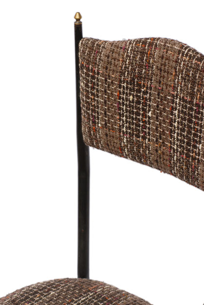 chanel fabric, italian chair, Gio Ponti style decorated with brass elements