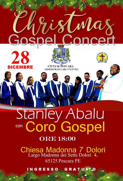 Christmas Gospel Concert with Comune di Pescara held at Chiesa Madonna 7 Dolori with Stanley Abalu and PPGC