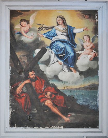 Orneto - Eglise St-Nicolas - Apparition de la Vierge à Saint André - Joseph Giordani peintre bastiais (1815 - actif en 1892) d'après Guido Reni - Saint Pierre et Saint Paul-(Milan Pinacoteca Brera)