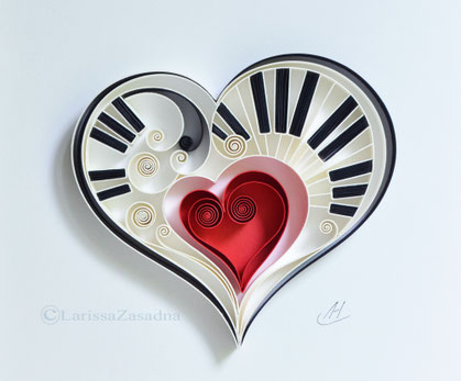 Piano - Music quilling art - Wall paper art - Gift for musician - Music art - Home decor - Anniversary - Birthday, quilling, musis art, quilling paper, larissazasadna, heart, love music