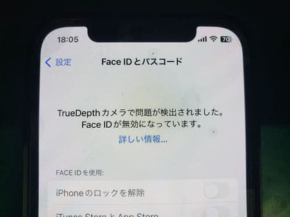 iPhone 12 Pro でFace IDが無効になっています。の表示