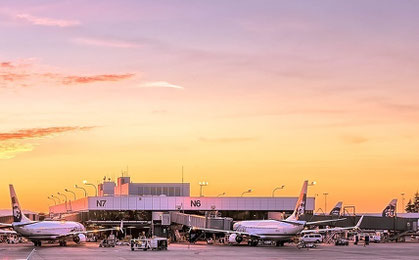 airport at sunset