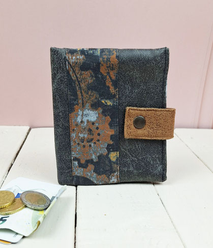 portefeuille homme artisanal, portefeuille compact homme, style industriel steampunk, porte-cartes porte-monnaie original et pratique, portefeuille homme original