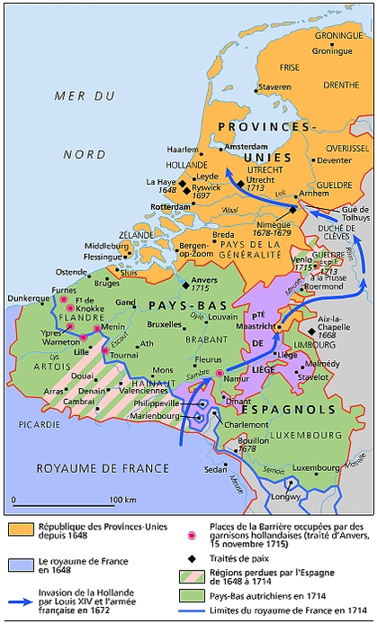 Les Pays-Bas sous Louis XIV / source Larousse sur le net