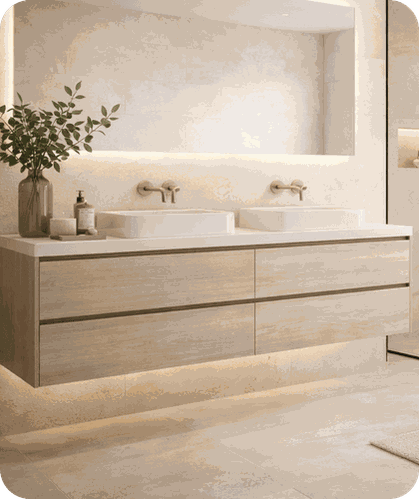 Beige badkamer meubels