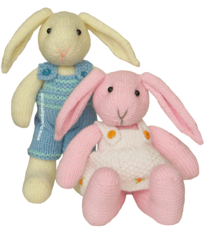 conejos tejido en dos agujas o palillos - knitted rabbit (bunny)