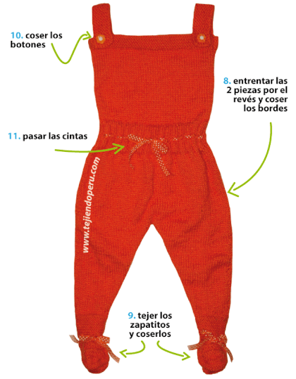 Como tejer un enterizo con zapatitos en dos agujas o palitos para bebés