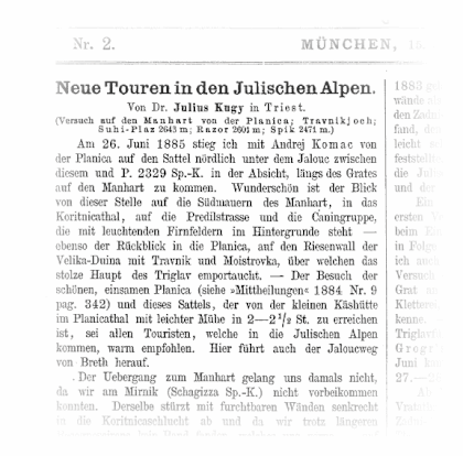 Früher Aufsatz von Julius Kugy in den Mittheilungen des DOEAV 1886