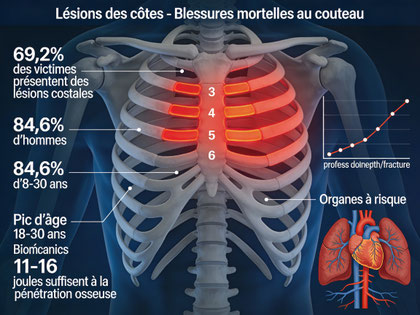 Lésions des côtes dans les blessures mortelles au couteau