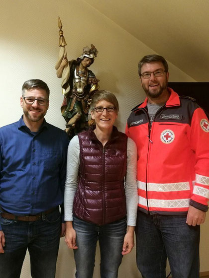 v.l.n.r. Thomas Wittke, Franziska Liebhardt, Martin Falger. Foto: Kathrin Falger, BRK Würzburg