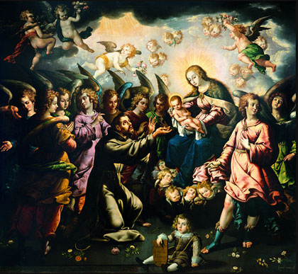 José Juarez (novohispano 1617-1662),La aparición de la Virgen y el Niño a San Francisco. Museo Nacional de Arte, Méjico