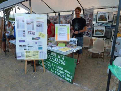 Plaque émaillée de l'écluse de Lespinasse exposée lors du forum des associtaions à Lespinasse, le 10 Septembre 2011.