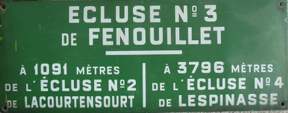 Plaque émaillée de l'écluse de Fenouillet N°3 (Fenouillet).