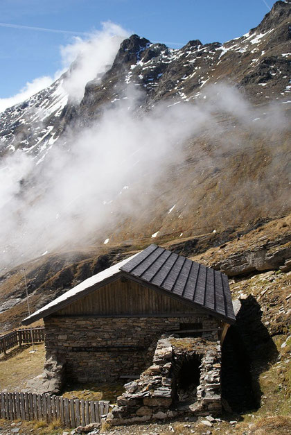 Blick vom Tauernhaus (knapp unterhalb der Hagener Hütte) zurück hinauf Richtung Geißl