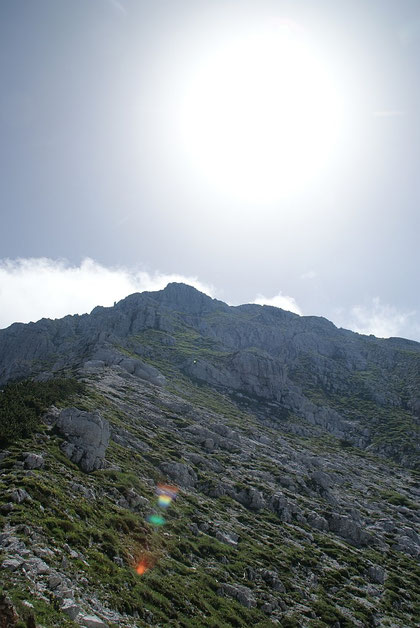 Abstiegsroute vom Gipfel zum Kriegssteig