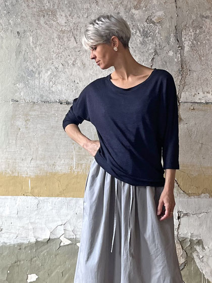 FLEDERMAUS-SHIRT/ Leinen / blau