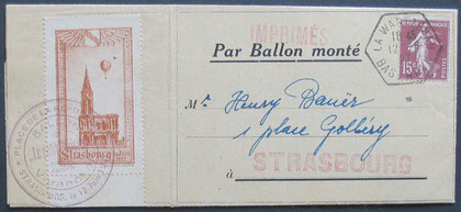 1927 "Ballon Montè" entire to Strasbourg.