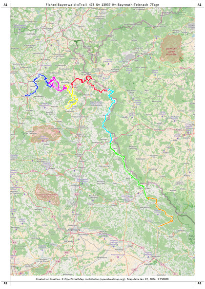 Karte FichtelBayerwald-xTrail 474 Km 13978 Hm 7Tage