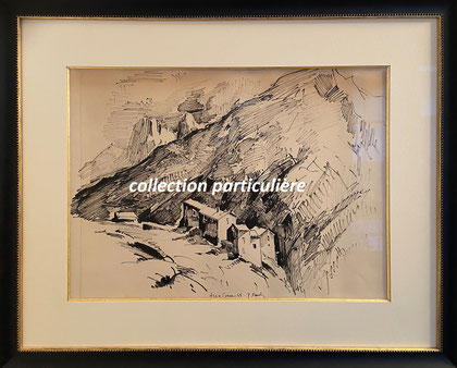 Hameau du Pagliaghju - 1948 -un des thèmes préférés du peintre - fusain