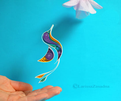 quilling, Hummingbird, Framed wall art, Quilling paper art, Birthday gift, Mother's day, Unigue gift, Home decor, bird, quilling bird, larissazasadna, quilling wall art, paper art