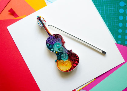Violin, Quilling paper art, Framed, Birthday gift, Musician art, Living room decor, Decoration