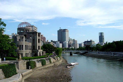 The A-bomb Dome stands over the Motoyasu River in Hiroshima