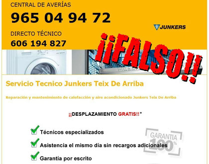 Estafa servicio tecnico pirata junkers