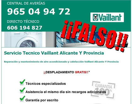 Estafa servicio tecnico pirata vaillant