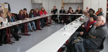 Empfang der Besucher im Pavillon unserer Schule