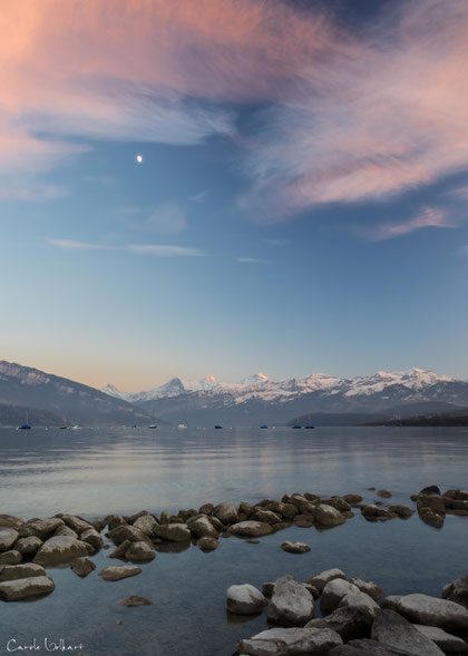 hier zeigte sich sogar noch der aufgehende Mond am Himmel