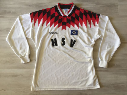 HSV 1994/95 Home2 weiss matchworn L (getragen gg Frankfurt und in Dortmund) mit HSV Aufdruck