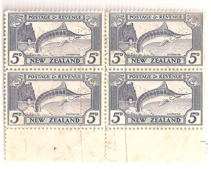 5d. Used block of four, L8d 12 1/2 fine.