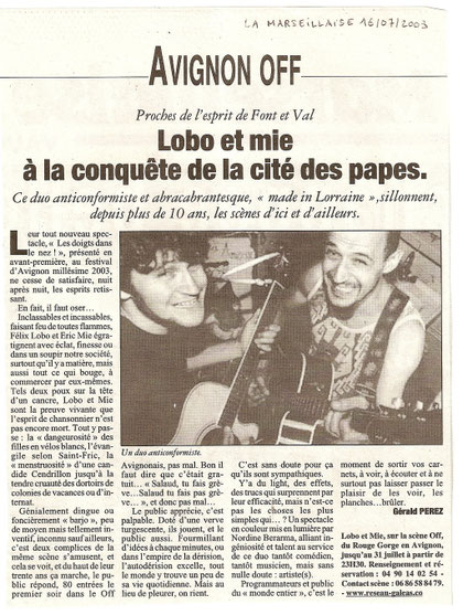 "La Marseillaise" du 16/07/2003