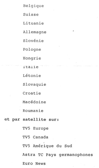 Liste des pays ou  fut diffusée l'émission