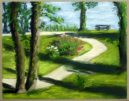 Landhausgarten im September - 2011 -  23 x 30 Pastell -plein air-