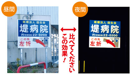 管理式野立案内板 昼夜の違い