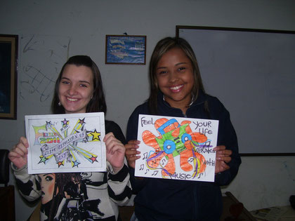 CAROLINA MORENO AND DANIELA ZAPATA. FIRST AND SECOND PLACE IN THE LOGOS CONTEST. CONGRATULATIONS!