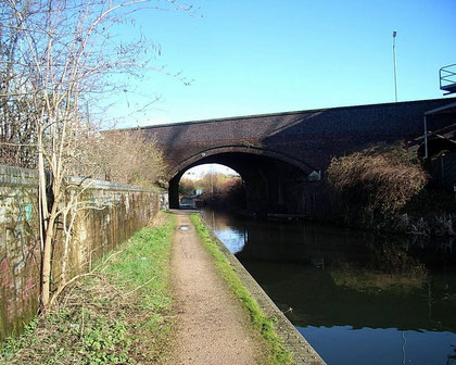 Saltley Viaduct crossing the Birmingham & Warwick Junction Canal, looking west