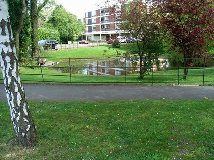 The remains of the moat viewed from Castle Lane