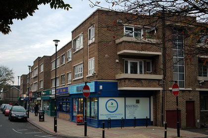 Walmley Court shops and flats at Walmley Village photographed by Erebus555 on Wikipedia used under a Creative Commons Licence