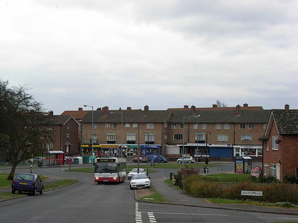 Falcon Lodge shops - looking down Carhampton Road to Churchill Road.