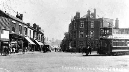 Acocks Green tram terminus. Image 'All Rights Reserved' courtesy of Carl Chinn from his BirminghamLives website - See Acknowledgements.