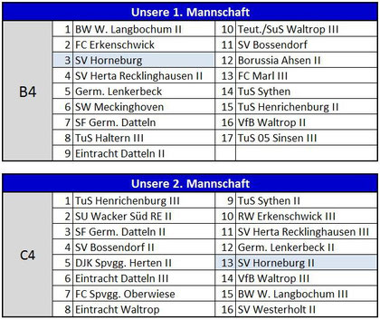 Saison 2014/2014 Staffeleinteilung
