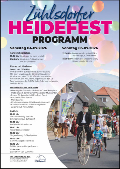 Zühlsdorfer Heidefest Programm 2026