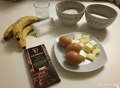 ingredienti per la ricetta torta banane e cioccolato