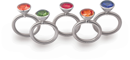 Ring "Halbschale" / Edelstahl mit Farbsynthese 